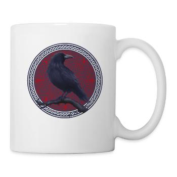 Rabe Krähe Keltisch Kelten - Tasse - Weiß - Rechts