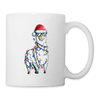 Alpaga Christmas Zoo Lama avec des guirlandes lumineuses - Mug blanc - blanc - Droite