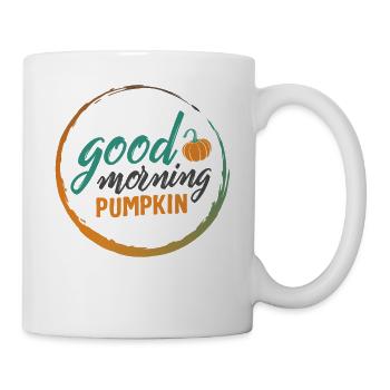 Halloween Thema Guten Morgen Kürbis Kaffee Liebhaber - Tasse - Weiß - Rechts
