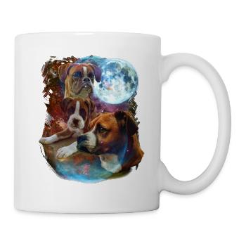 3 Moon Boxer Dog Lover Cool Animal Pet Novelty Pun - Mug - white - Right