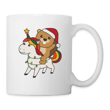 Licorne de Noël Castor Joyeux Noël Licorne - Mug blanc - blanc - Droite
