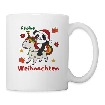 Weihnachts Einhorn Panda frohe Weihnachten Einhorn - Tasse - Weiß - Rechts