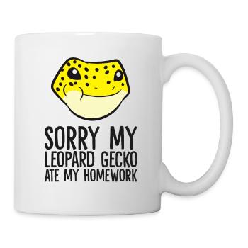Sorry My Leopard Gecko Ate My Homework Schule - Tasse - Weiß - Rechts