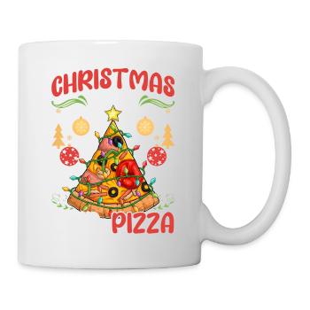 Pizza Junk Food lustiger Spruch Weihnachten, Liebe - Tasse - Weiß - Rechts