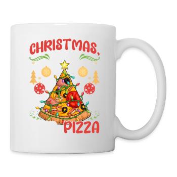 Pizza Junk Food lustiger Spruch Weihnachten, Liebe - Tasse - Weiß - Rechts