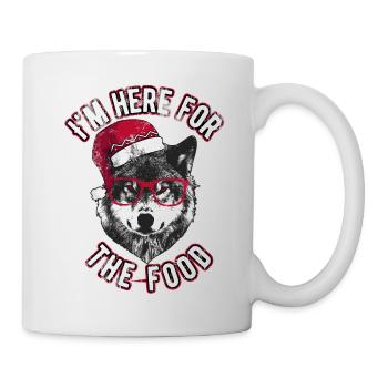 Ich bin wegen des Essens hier - Grumpy Christmas Wolf - Tasse - Weiß - Rechts