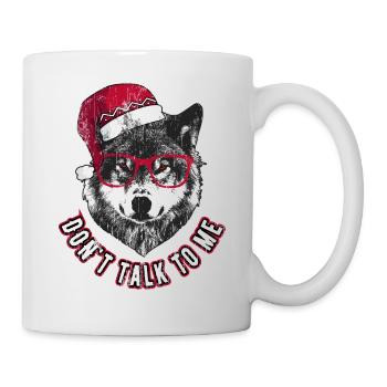 Sprich nicht mit mir - Grumpy Christmas Wolf - Tasse - Weiß - Rechts