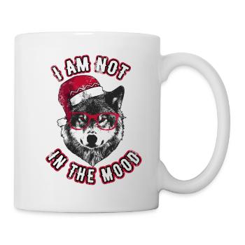 I am not in the mood - Grumpy Christmas Wolf - Mug - white - Right