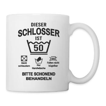 50. Geburtstag Schlosser Lustig 50 Jahre - Tasse - Weiß - Rechts