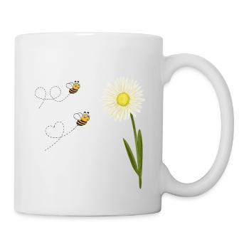 Zwei kleine und niedliche Bienen - Tasse - Weiß - Rechts