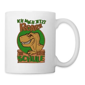 Einschulung Junge Schulkind Dino Schultüte - Tasse - Weiß - Rechts