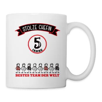 Jubiläum 5 Jahre Chefin Vorgesetzte 5. Jubi Arbeit - Tasse - Weiß - Rechts
