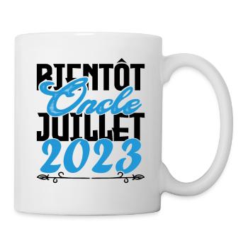 Annonce grossesse. bientôt Oncle Juillet 2023. - Mug blanc - blanc - Droite