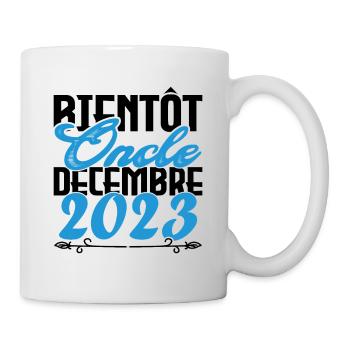 Annonce grossesse. bientôt Oncle Décembre 2023. - Mug blanc - blanc - Droite