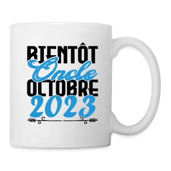 Annonce grossesse. bientôt Oncle Octobre 2023. - Mug blanc - blanc - Droite