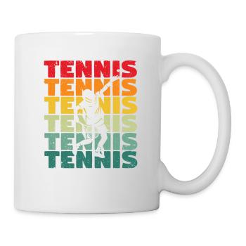 Tennis Silhouette Retro Vintage Spieler Trainer - Tasse - Weiß - Rechts