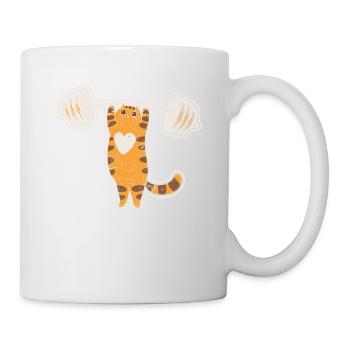 Cat Deadlifting Funny Fitness Gym Lover Barbell Where - Mug - white - Right