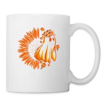 Halloween Thema Süßer Geist Sonnenblumen Kaffee Liebhaber - Tasse - Weiß - Rechts