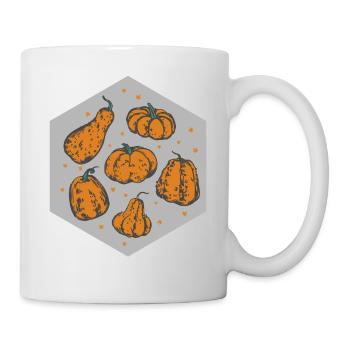 Halloween Thema Süße Kürbisse Hexagon Kaffee - Tasse - Weiß - Rechts