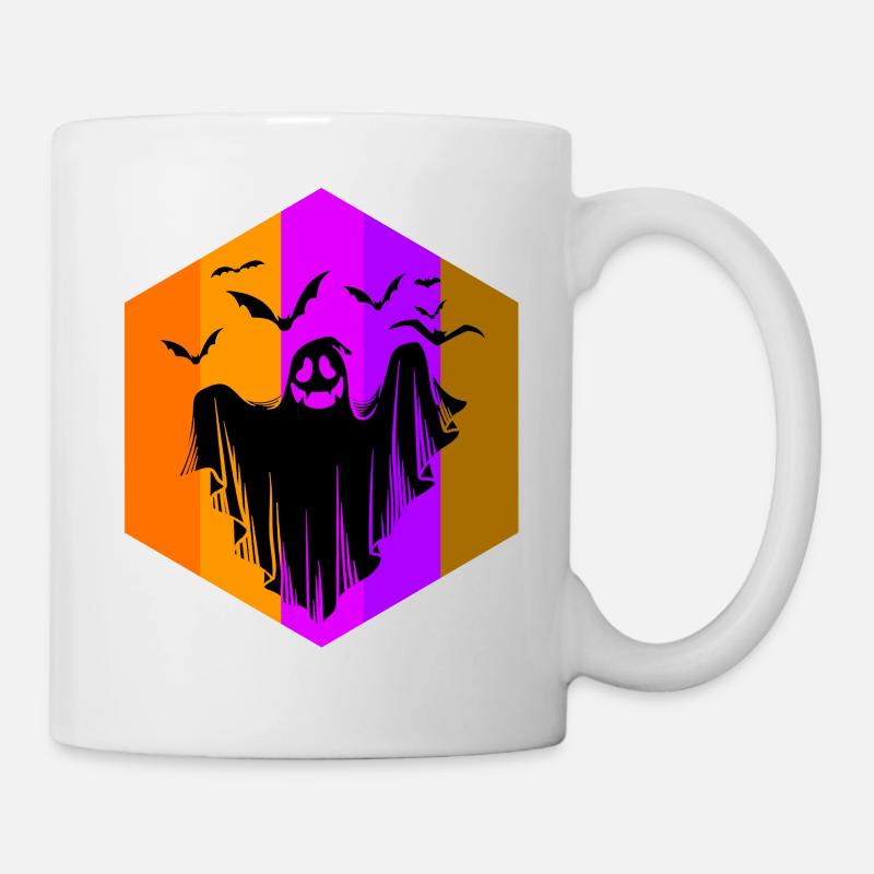 Halloween Thema Nette Ghost Bat Kaffee Lover Tasse - Tasse - Weiß