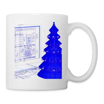 Weihnachten Weihnachtsbaum Schematic Blaupause - Tasse - Weiß - Rechts