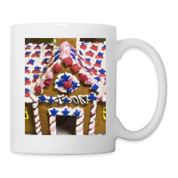 American Christmas Gingerbread House with US - Mug - white - Right