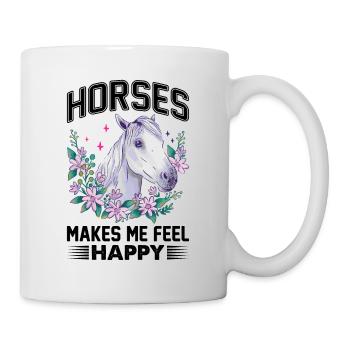 Les chevaux me rendent heureux Fleur Blanche - Mug blanc - blanc - Droite