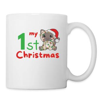 Chat de Noël Chats mon 1er Noël - Mug blanc - blanc - Droite