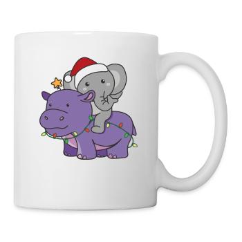 Christmas Hippo Elephant Merry Christmas Hippo - Mug - white - Right