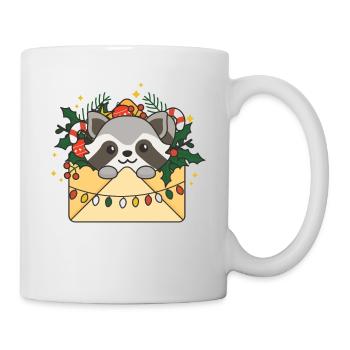 Waschbär Weihnachten Brief Winter Tiere Waschbären - Tasse - Weiß - Rechts