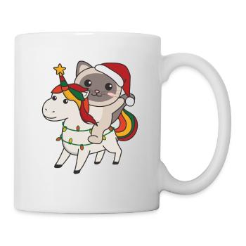 Weihnachts Einhorn Katze frohe Weihnachten Einhorn - Tasse - Weiß - Rechts