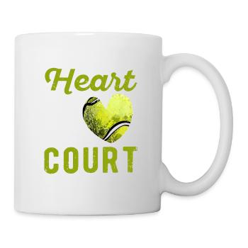 Mon cœur est un joueur de balle de tennis sur le court - Mug blanc - blanc - Droite