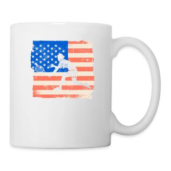 American Flag Tennis Player Funny US Sports - Mug - white - Right