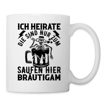 Junggesellenabschied Bräutigam Hochzeit - Polter P - Tasse - Weiß - Rechts