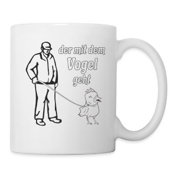 DER MIT DEM VOGEL GEHT - Tasse - Weiß - Rechts