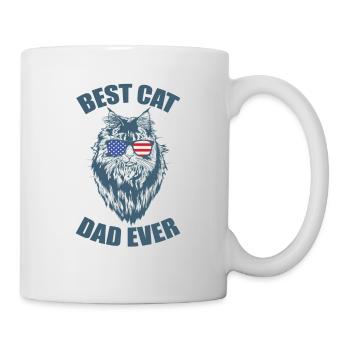 Best Cat Dad ever Maine Coon USA Flag America - Mug - white - Right