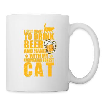 Buvez de la bière et traînez avec mon chat de la forêt norvégienne - Mug blanc - blanc - Droite