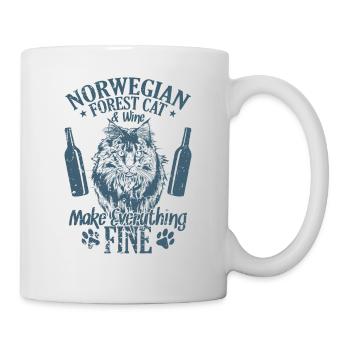 Le chat de la forêt norvégienne et le vin rendent tout bien - Mug blanc - blanc - Droite