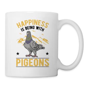 Le bonheur, c’est d’être avec Pigeons Taube - Mug blanc - blanc - Droite