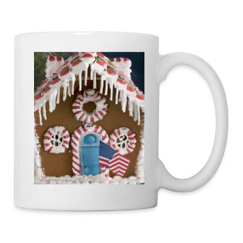 American Christmas Gingerbread House with US - Mug - white - Right