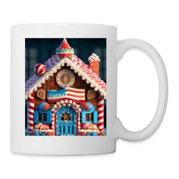 Amerikanisches Weihnachten Lebkuchenhaus Mit US - Tasse - Weiß - Rechts