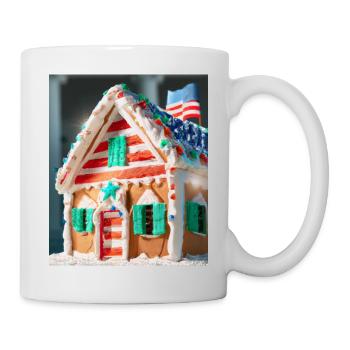 American Christmas Gingerbread House with US - Mug - white - Right