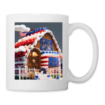 American Christmas Gingerbread House with US - Mug - white - Right