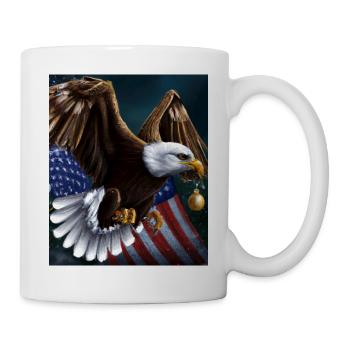 American Christmas White-tailed Eagle with US Flag - Mug - white - Right