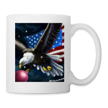American Christmas White-tailed Eagle with US Flag - Mug - white - Right