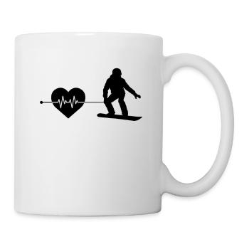 Snowboarding heartbeat - Mug - white - Right