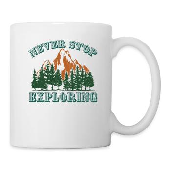 Never stop exploring mountains hiking - Mug - white - Right