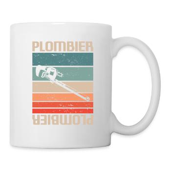 Vintage Retro Plombier Plomberie - Mug blanc - blanc - Droite