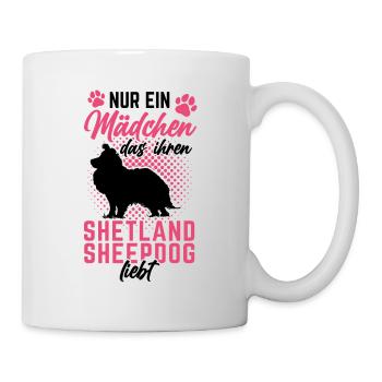 Mädchen mit Shetland Sheepdog britischer Sheepdog - Tasse - Weiß - Rechts