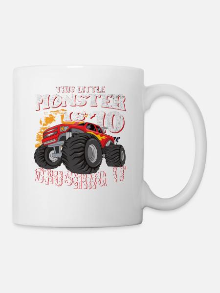 10. Geburtstag Scherzt Diesen Kleinen Monstertruck - Tasse - Weiß